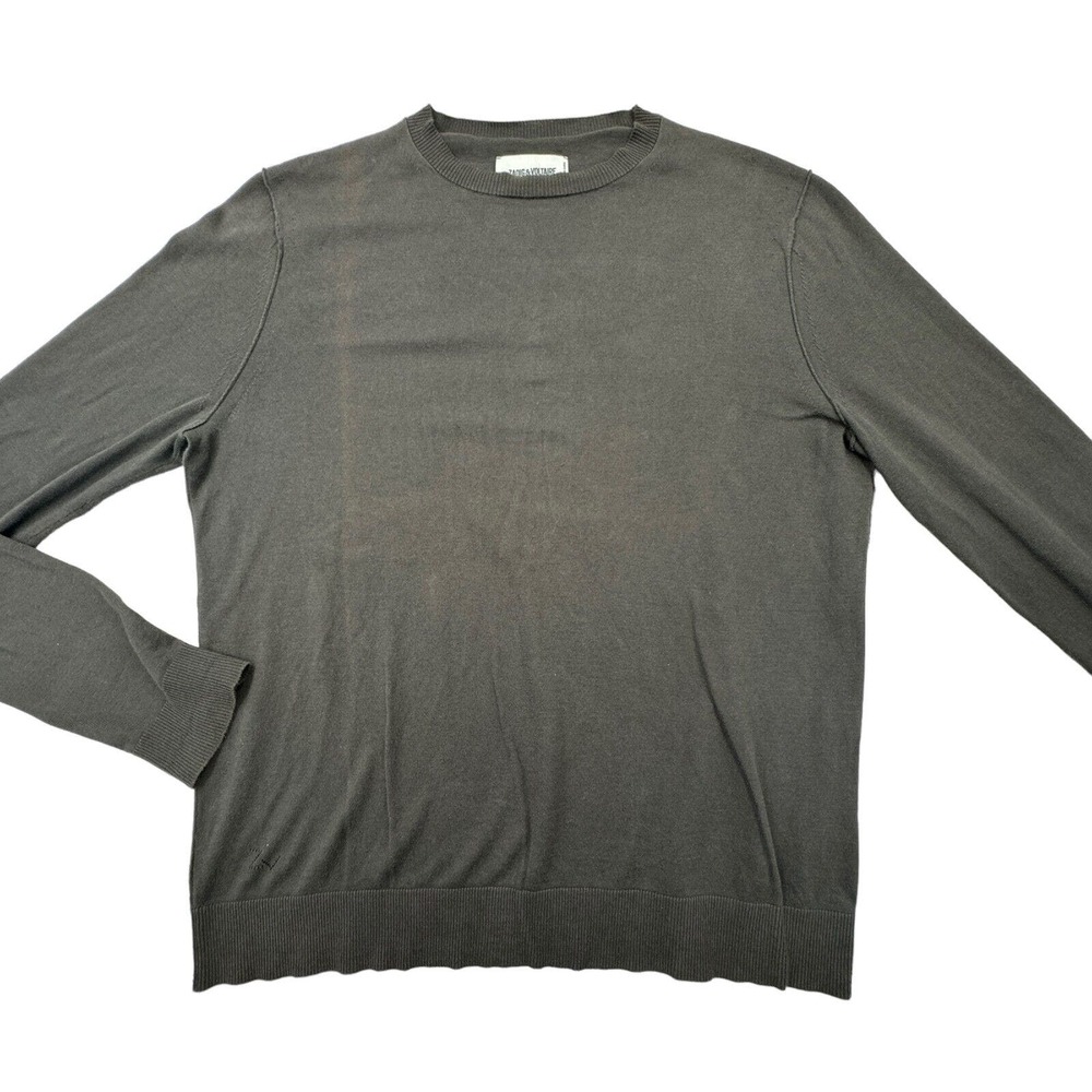 ZADIG & VOLTAIRE Sweater Mens Medium Black Pullover Crewneck Cotton Long Sleeve